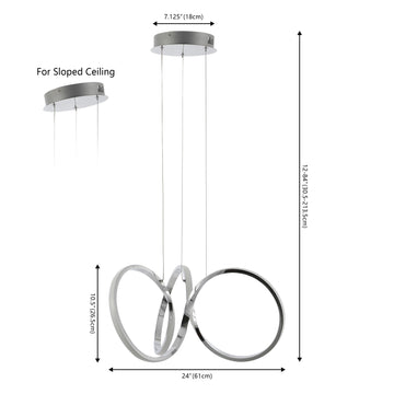 Helix 24" 1-Light Contemporary Minimalist Aluminum Ribbon Integrated LED Pendant - JONATHAN Y